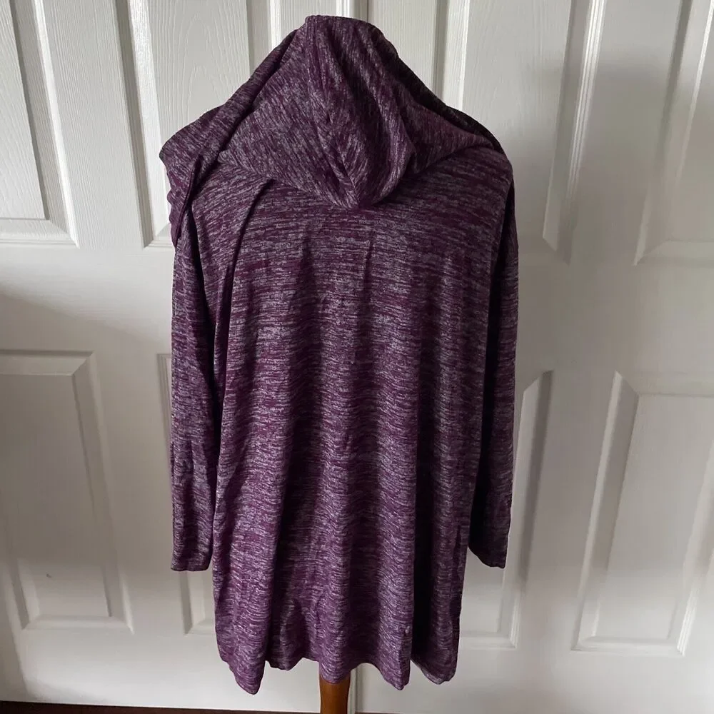 Time And Tru Womens Open Front Cardigan Sweater Plus Size 0X/14W Hood Knit Long